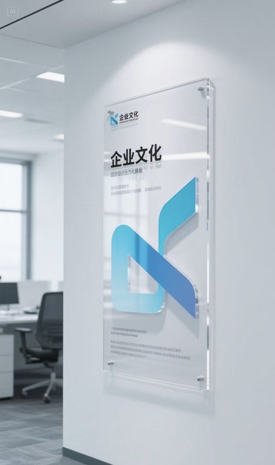 企业前台背景墙 LOGO 牌实拍图